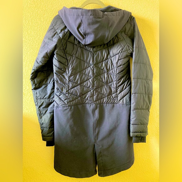 Columbia Navy Blue Mid thigh length Puffer Jacket lightweight contoured fit XS - Picture 11 of 14